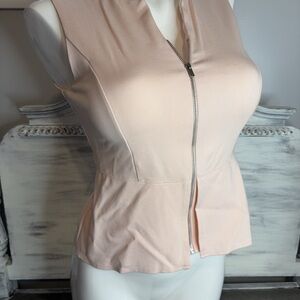 Two shirts! Sleeveless Zip-Up Top in Light Pink and white